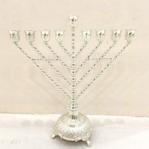 חנוכייה חב"ד ציפוי כסף 40 ס"מ