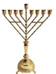 חנוכייה חב"ד ציפוי כסף/זהב 52 ס"מ