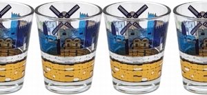 סט 6 כוסיות עם צריבת ירושלים כחול