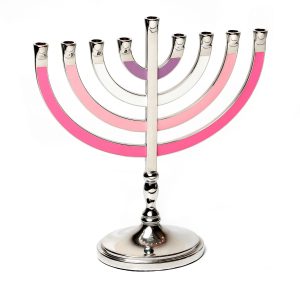 חנוכייה מתכת קלאסית ורוד/סגול 22 ס"מ