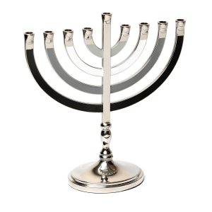 חנוכיה מתכת קלאסית שחור/אפור 22 ס"מ