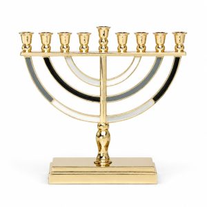 חנוכייה מתכת צבע זהב שחור/אפור 14 ס"מ