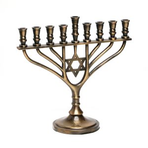 חנוכייה מתכת צבע נחושת 18 ס"מ