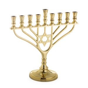 חנוכייה מתכת צבע זהב 18 ס"מ