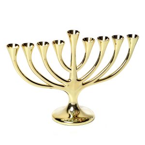 חנוכייה "עץ" מתכת צבע זהב + קופסא מתנה