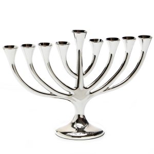 חנוכייה "עץ" מתכת ציפוי כסף + קופסא מתנה