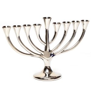 חנוכייה "עץ" מתכת ציפוי ניקל + קופסא מתנה