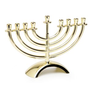 חנוכייה קלאסית מתכת צבע זהב + קופסא מתנה