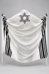 טלית צמר א.א. רקמה מגן-דוד שחור כסף מס' 60