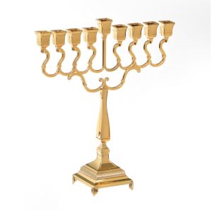 חנוכייה בארוק ציפוי זהב 22 ס"מ