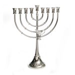 חנוכיה דגם כד השמן ציפוי כסף 52 ס"מ