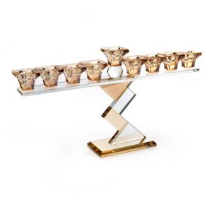 חנוכיה קריסטל/ענבר 20 ס"מ