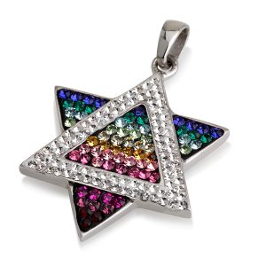 תליון מגן דוד כסף ואבני קריסטל