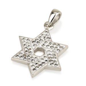 תליון מגן דוד כסף ואבני קריסטל