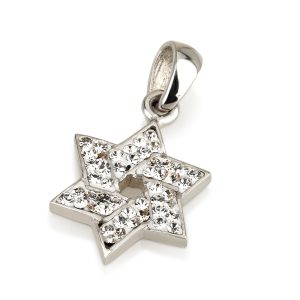 תליון מגן דוד כסף ואבני קריסטל