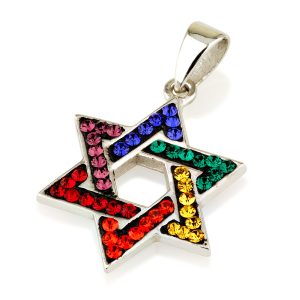 תליון מגן דוד כסף ואבני קריסטל