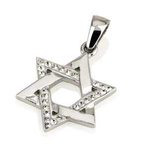תליון מגן דוד כסף ואבני קריסטל