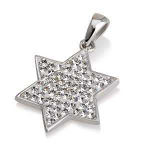 תליון מגן דוד כסף ואבני קריסטל