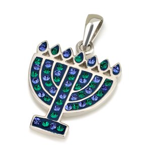 תליון מנורה כסף ואבני קריסטל