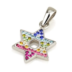 תליון מגן דוד כסף ואבני קריסטל