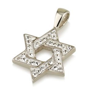 תליון מגן דוד כסף ואבני קריסטל