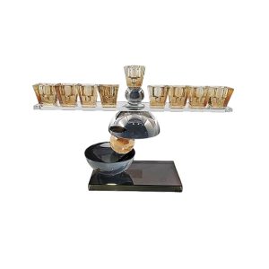 חנוכייה קריסטל שחור/ענבר 18 ס"מ