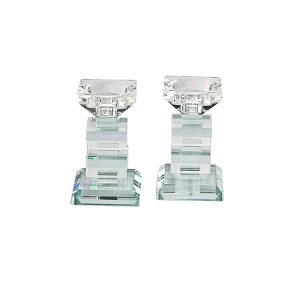 זוג פמוט קריסטל מדורג 11 ס"מ