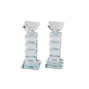 זוג פמוט קריסטל מדורג 17 ס"מ