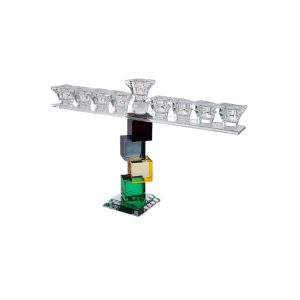 חנוכייה קריסטל קוביות צבעוני 24 ס"מ