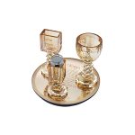 סט הבדלה קריסטל ענבר מדורג עם ברכה על המגש