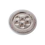 צלחת פסח עץ לבן מעוינים מוכסף 43 ס"מ