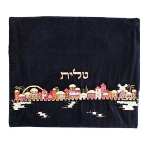 תיק טלית קטיפה רקמת חומות ירושלים צבעוני