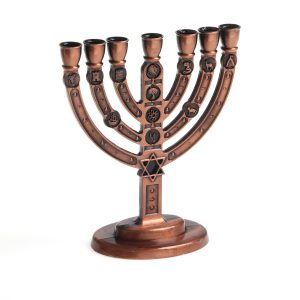 מנורה שבטים מגן דוד עגולה צבע קופר 10 ס"מ