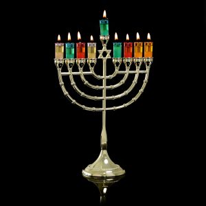 חנוכיה מגן דוד מתכת צבע זהב גדולה 29.5 ס"מ