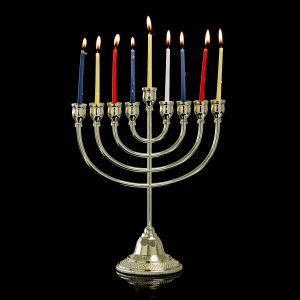 חנוכיה קלאסית מתכת צבע זהב גדולה 34.5 ס"מ