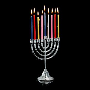 חנוכיה קלאסית מתכת ציפוי פיוטר קטנה 23 ס"מ