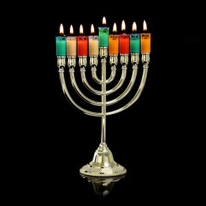 חנוכיה קלאסית מתכת צבע זהב קטנה 23 ס"מ