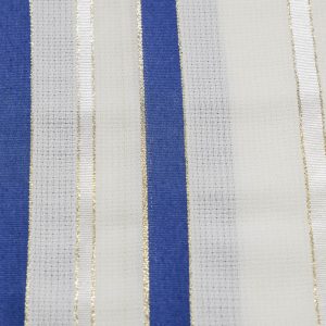 טלית צמר תשבץ כחול מבריק זהב מס' 50
