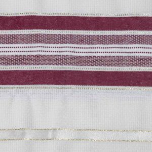 טלית צמר תשבץ בורדו מבריק זהב מס' 50