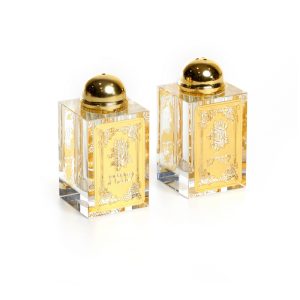 מלח/פלפל שבת קודש קריסטל/זהב 8 ס"מ