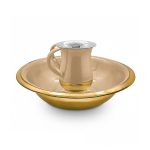 סט קערה/נטלה נירוסטה מוזהב/אמייל/בז'