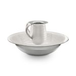 סט קערה/נטלה נירוסטה אמייל לבן/כסף