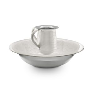 סט קערה/נטלה נירוסטה אמייל לבן/כסף