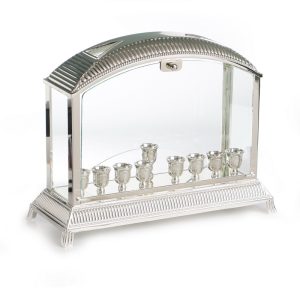 חנוכייה אקווריום/פמוטים לשבת "פסים" מוכסף 38 ס"מ