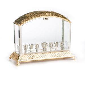 חנוכייה אקווריום/פמוטים לשבת כריות חדש מוזהב 38 ס"מ