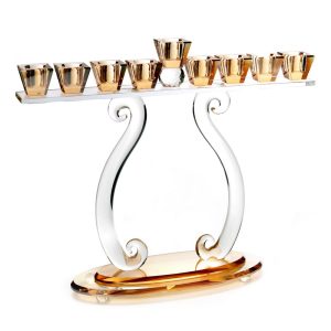 חנוכיה קריסטל/ענבר 30 ס"מ