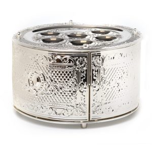 קערה לפסח 3 קומות פ.ציון ציפוי כסף קוטר 40 ס"מ