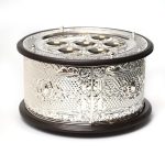 קערה לפסח 3 קומות פ.ציון ציפוי כסף/עץ קוטר 43.5 ס"מ